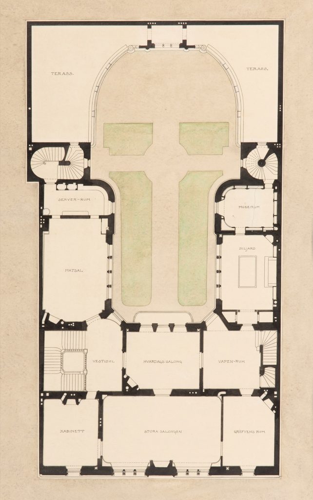 En planritning som föreställer första våningen på Hamngatan 4.