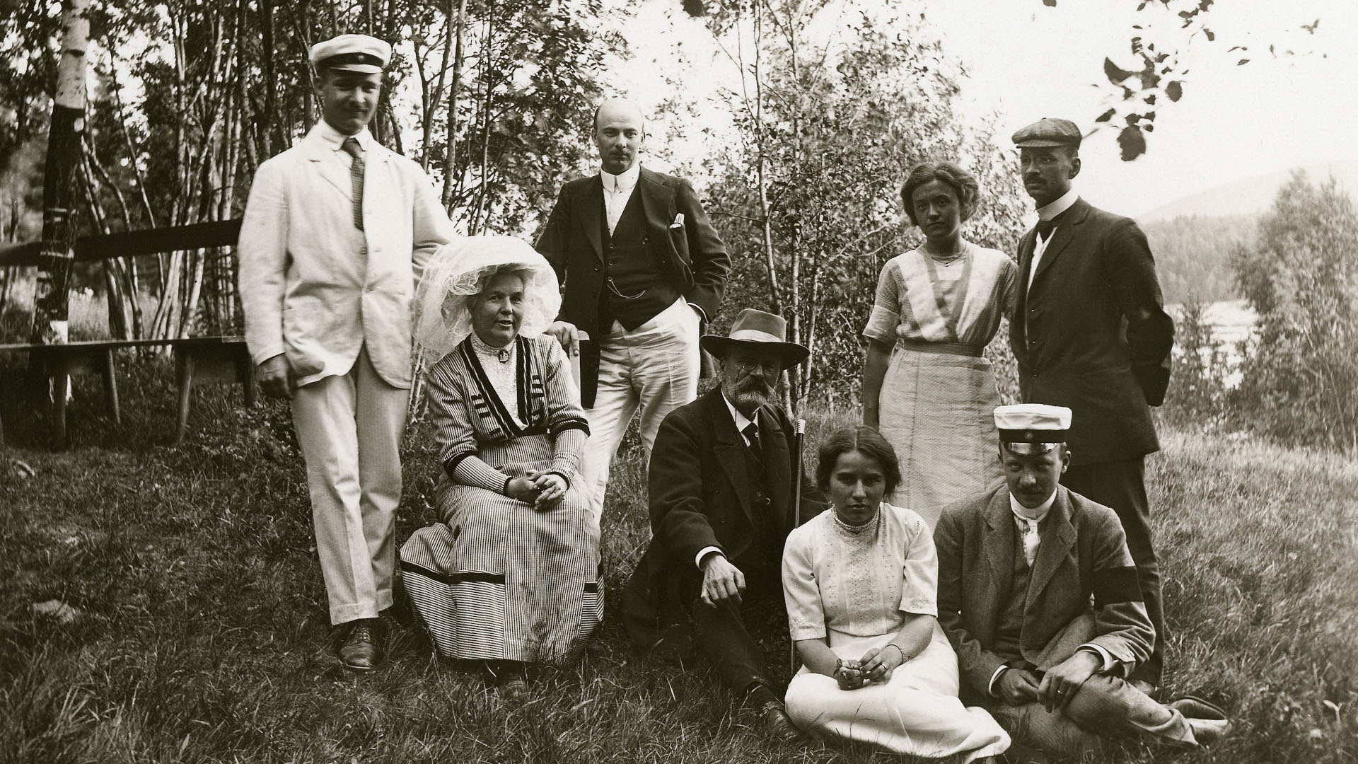 Black and white image of the Bergman family