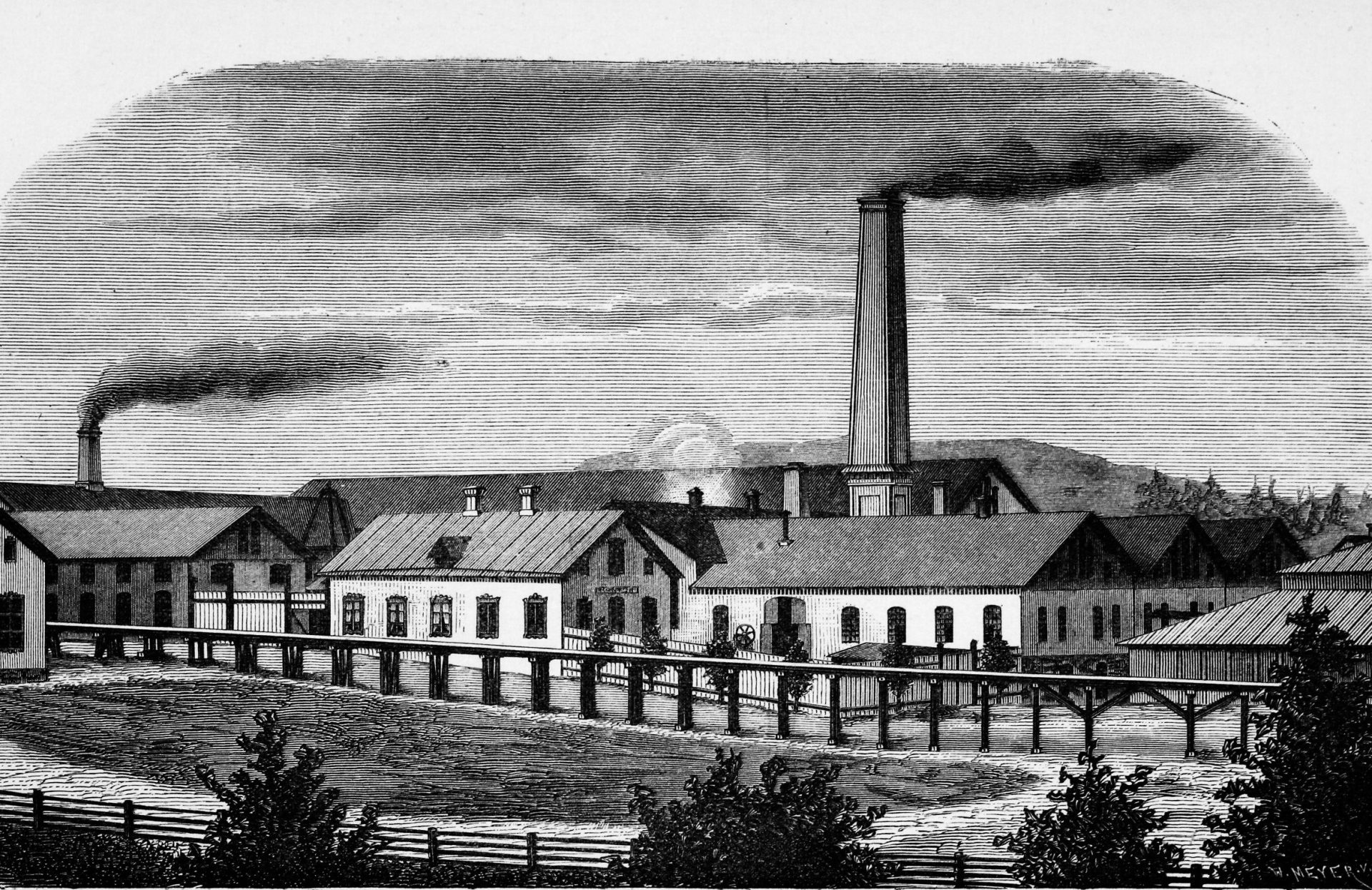 Drawing of the family factory