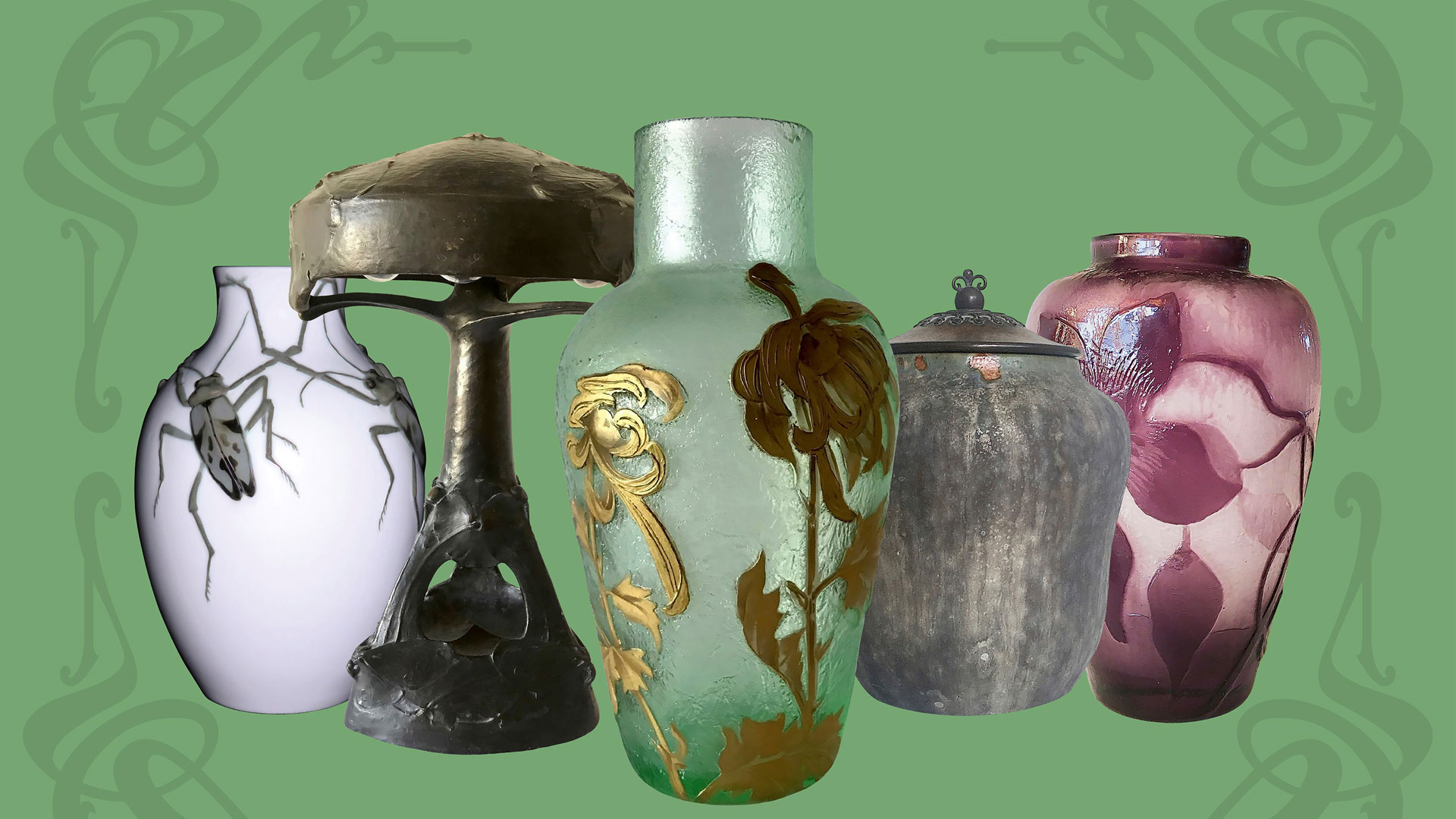 Krukor och vaser från utställningen Art Nouveau.